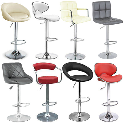 Chrome Metal Base & Gas Lift Faux Leather Kitchen Breakfast Bar Stool Swivel