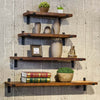 LARGE WALNUT WOOD WOODEN FLOATING SHELVES SHELF UNIT KIT WALL MOUNTED DISPLAY