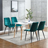 Modern 2x Velvet Dining Chairs Kitchen Dinning Room Metal Leg Padded Dark Green