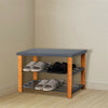Grey 3Tier Bamboo Shoe Rack Hallway Storage Organiser Holder Stand Seating Bench