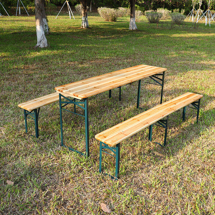 Garden Folding Beer Party Table Bench Outdoor Dining Wooden Furniture 4 Seater