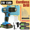 21V Cordless Combi Drill Driver LED Li-ion Battery Electric Impact Screwdriver