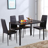 Glass Top Dining Table & Chairs Set of 4/6 High Back Seat Kitchen Room Furniture