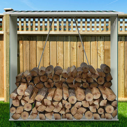 Galvanised Steel Firewood Log Storage Shed Outdoor Garden Wood Log Shelter Stand