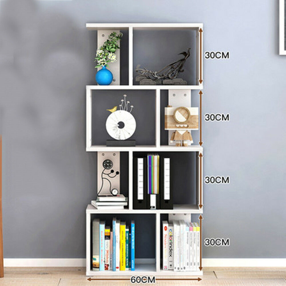 S Shape 3/4/5 Tier Bookshelf Bookcase Storage Unit Display Ladder Shelf Office