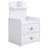 Bedside Cabinet with 2 Drawer Space Save Nightstand Table And Open Storage Shelf