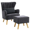 Vintage Accent Armchair and Footstool Tub Wing Chair Reclining Bedroom Lazy Sofa