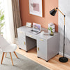 130cm Large Computer Desk Writing Table with 3 Drawers & 2 Door Home Office Grey