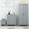 Grey 2 Drawer Bedside Cabinet Chest Traditional Style Cup Handles Light Oak Top
