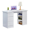 White Computer Desk w/ 3 Drawers 3 Shelves PC Table Home Office Study Furniture