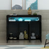 Modern Black High Gloss 3 Doors Matt Sideboard Cabinet Cupboard RGB LED Lights