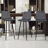 Pair of Bar Stools Set Velvet Upholstered Metal Legs Barstool Breakfast Chairs