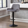 2x Adjustable Breakfast Bar Stools Velvet Swivel Gas Lift Chair Kitchen Pub Grey