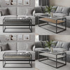Glass Display Top Coffee Table with Steel Frame Reversible Wooden Storage Shelf
