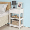 White Bedroom Bedside Table Unit Cabinet Nightstand with 1 Drawer 2 Shelves