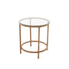 Round Coffee Table Satin Gold Clear Glass Top Finish / Metal End Side Tea Table