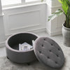 Round Storage Ottoman Coffee Table Side Table Tufted Velvet Padded Stool Box