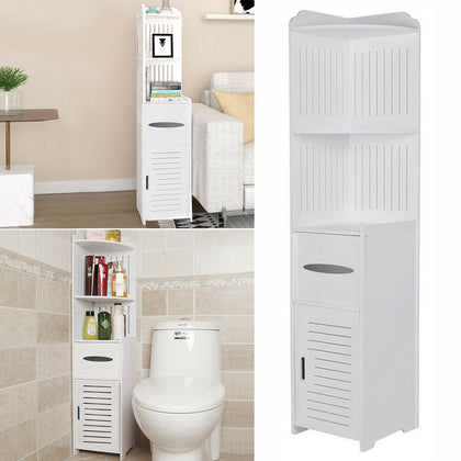 Tall Bathroom Tower Narrow Cabinet Waterproof Storage Tallboy Floor Cupboard uk