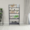 Foldable Storage Shelves Ladder Bookshelf Industrial Bookcase Vintage Gray