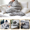 Wool Winter Warm Hand Woven Blanket Chunky Cable Knit Sofa Chair Blanket Grey