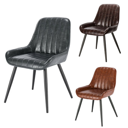 2x Dining Chairs Living Room Chairs with leather +metal Backrest Counter Chairs
