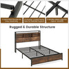 King Size Platform Bed Metal Slatted Support Bed Frame with Bookcase Headboard