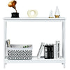 Vintage Console Table X-design Wooden Hall Desk Side End Table W/ Shelf White