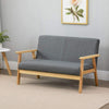 Modern 2 Seater Sofa Bed Armchair Upholstered Fabric Linen Seat Wooden Frame