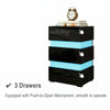 High Gloss Front Chest of 3 Drawers Bedside Table Cabinets LED Light Nightstand