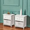 Bedside Table Unit Cabinet Wicker Basket Nightstand 3 Drawer Storage Bathroom