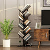 9-Tier Tree Bookshelf Unique Space Saving Spine Bookcase Display Storage Rack