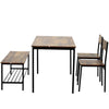 Dining Table and 2 Chairs Set Bench Seat 4 Seater Home Kitchen Room Furniture