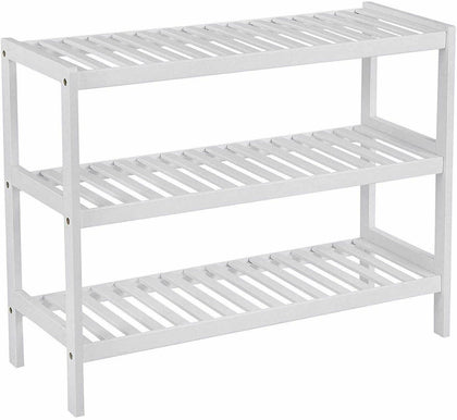 3 Tiers Shoe Rack Storage Shelf Display Stand Organiser Unit White