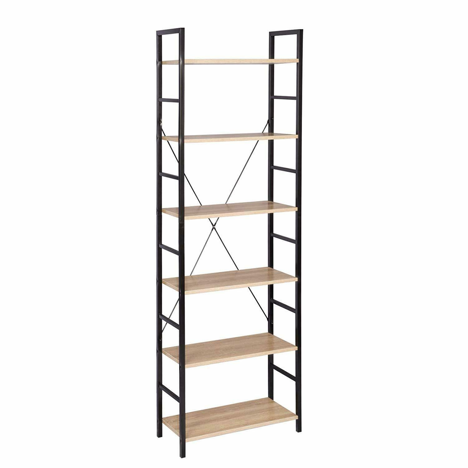 6Tier Ladder wood Shelf Storage Shelving Unit Bookcase Corner Rack Display Stand