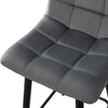 2 Pcs Grey Velvet Bar Stools Breakfast Stool Kitchen Pub Chairs 65 cm seat High