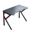 LED E-sports Table Black Computer Desks K Shaped Legs with Earphone Hook PC Desk