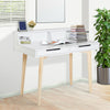 Writing Desk Side Console Table Workstation Solid Wood Legs White Home Office