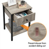 Bedside Table with 1 Drawer Nightstand Metal-Framed Rustic End Side Table,Gray