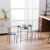 3 piece Modern Breakfast Bar Dining Table and 2 Chairs Set Metal Frame Kitchen