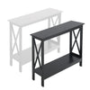 2 Tier Hallway Console Table with Shelf Side Narrow Sofa End Table Black White