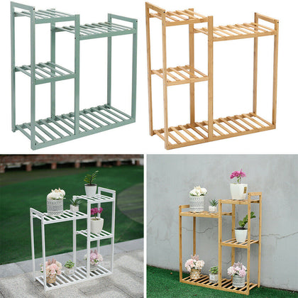 Wooden Plant Stand Dispaly Shelf Holder Flower Pot Garden Patio Rack Home 4 Tier