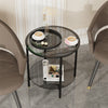 2 Tier Large Round Glass Coffee Table Living Room Side Table Storage Shelf Home