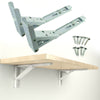 2Pcs Wall Mounted Spring Folding Table Desk Brackets Bench Steel Support Shelf