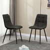 Set of 2 Dining Chairs Faux Leather Cushion Metal Legs Kitchen Deep Grey Modern
