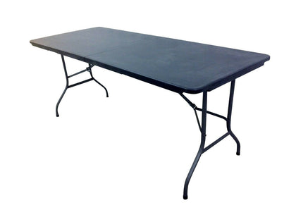 HEAVY DUTY BLACK 1.8M FOLDING TABLE 6FT FOOT CATERING CAMPING TRESTLE MARKET BBQ