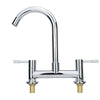 Modern Dual Lever Chrome Kitchen Sink Mixer Taps Deck Mounted Tap Faucet 2 Hole