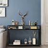 Console Table X-Shaped Sofa Side End Table w/2 Compartments & Storage Shelf