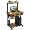 Computer Desk w/Printer Shelf,Rolling Study Desk PC Laptop Table for Home Office