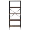 5 Tier Storage Shelves Ladder Bookshelf Industrial Bookcase Unit Rustic Brown UK