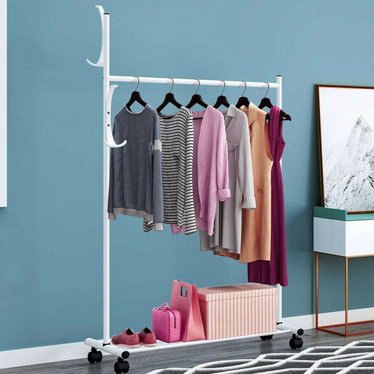 Clothes Heavy Duty Hanging Garment Rail with Shoe Rack Shelf and Hat Stand UK